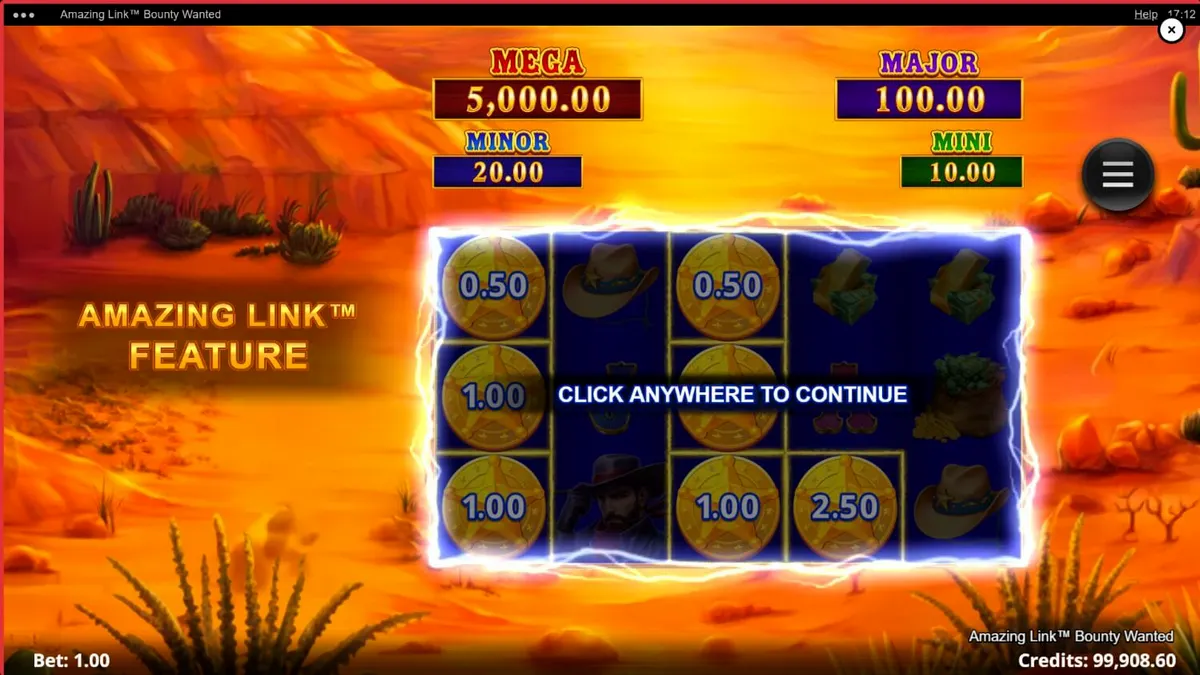 Cena do deserto com pistoleiros no slot Amazing Link Bounty Wanted
